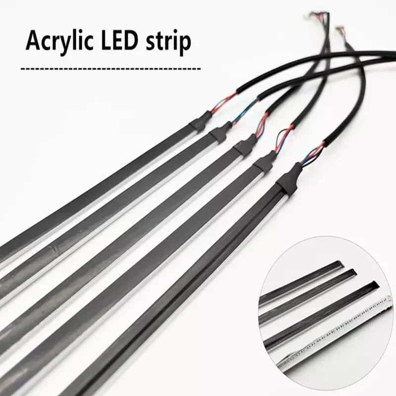 Acrylic LED strip for car styling, sleek black design with wiring, ideal for Honda Toyota Suzuki Hyundai