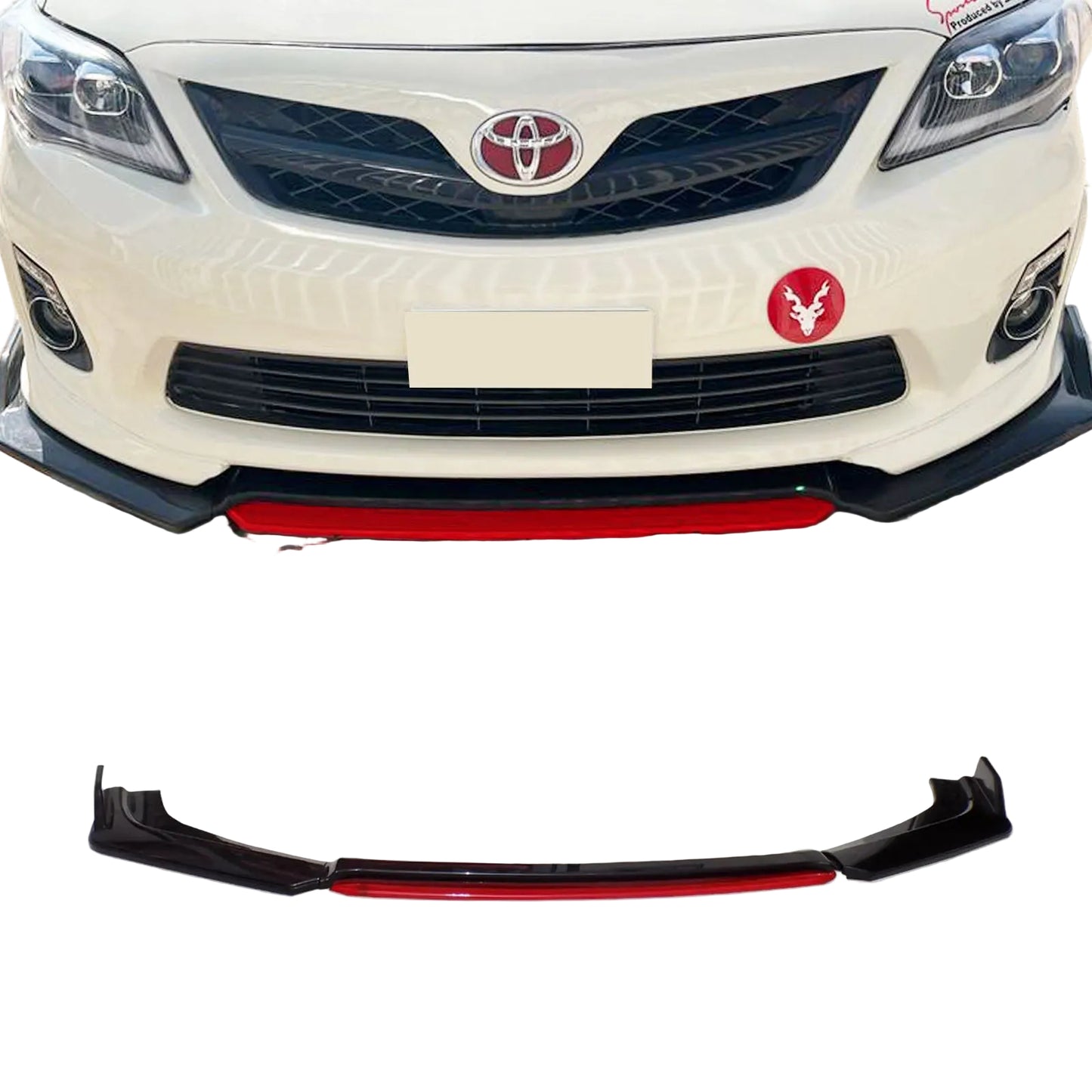 Toyota Corolla 2009-2014 Sportline Front Splitter Canards Red Black | CrazzyCars.pk