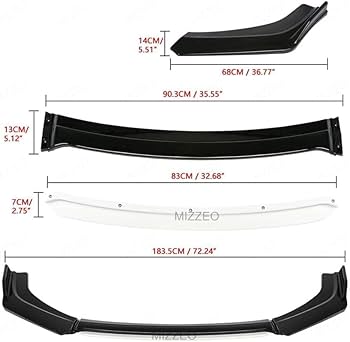 Universal Front Bumper Splitter ABS Plastic 4PCS | CrazzyCars.pk