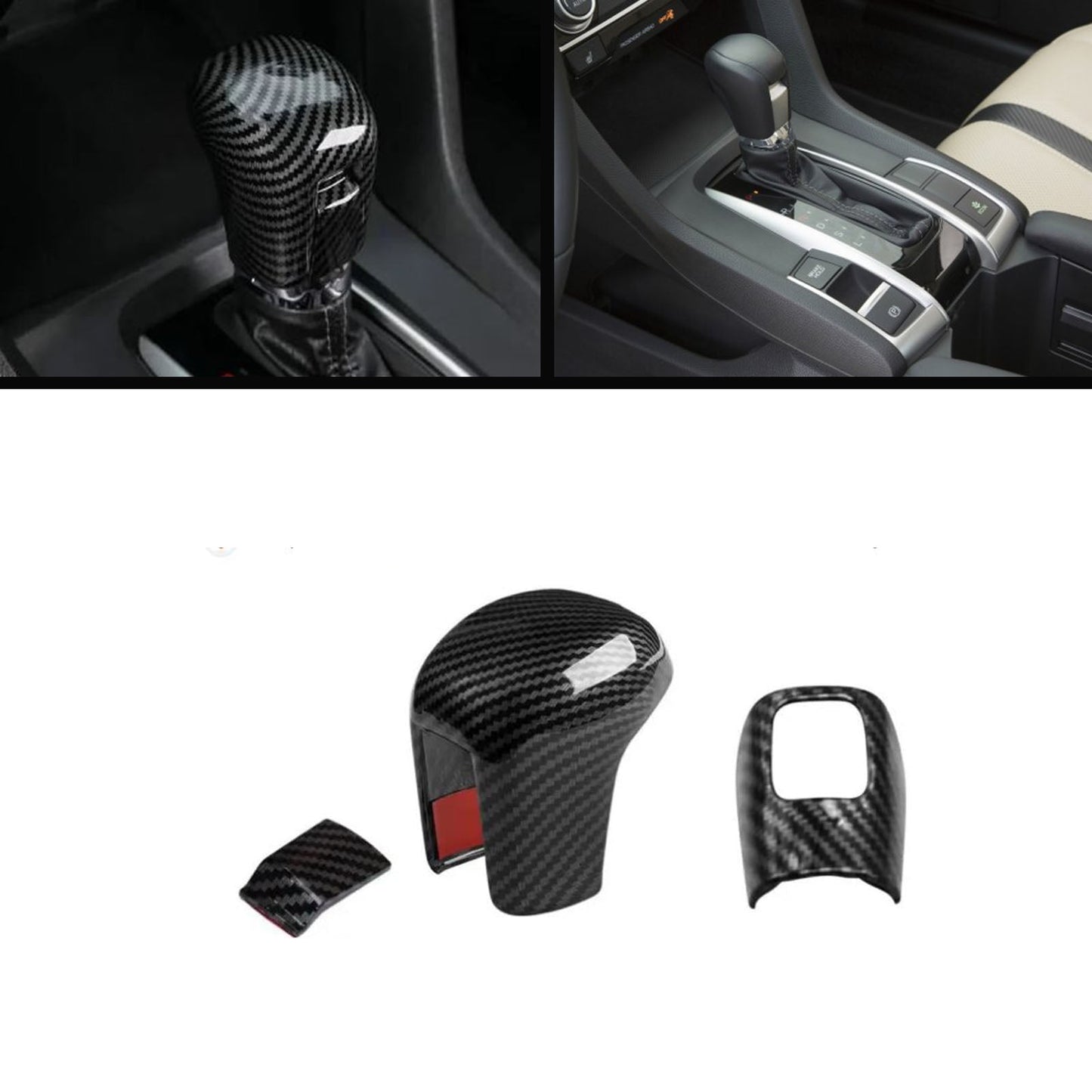 Honda Civic X 2016-2021 Carbon Fiber Gear Shift Knob Trim 3PC Pakistan – CrazzyCars.pk
