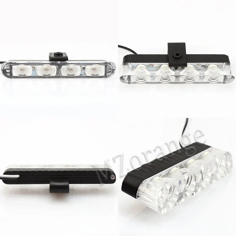 LED car daytime running lights with clear lens and black housing, ideal for Honda, Toyota, Suzuki, Hyundai