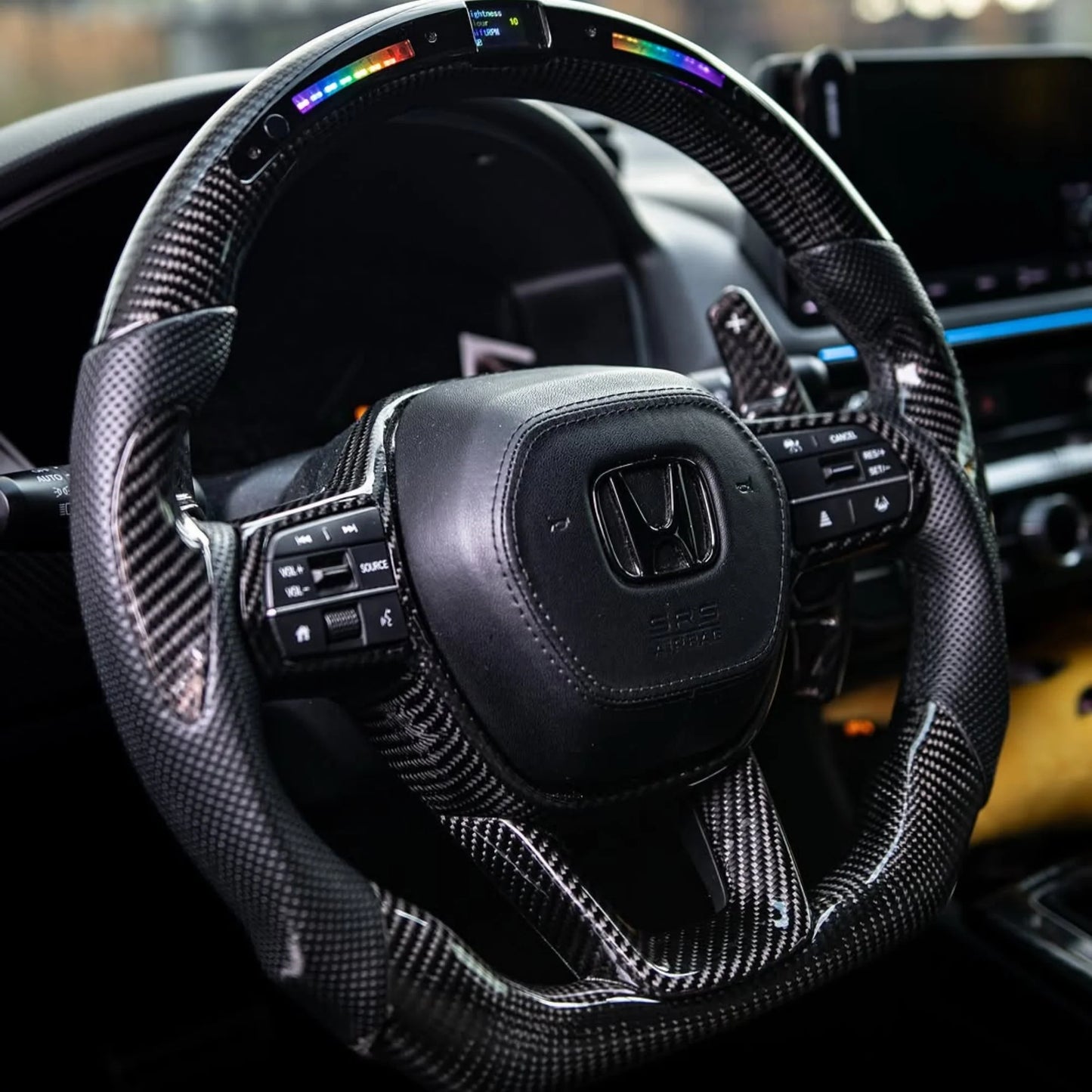 Honda Carbon Steering Monogram Logo Emblem