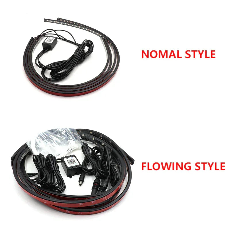LED car strip lights: Normal & Flowing style kits with controllers for Honda, Toyota, Suzuki, Hyundai