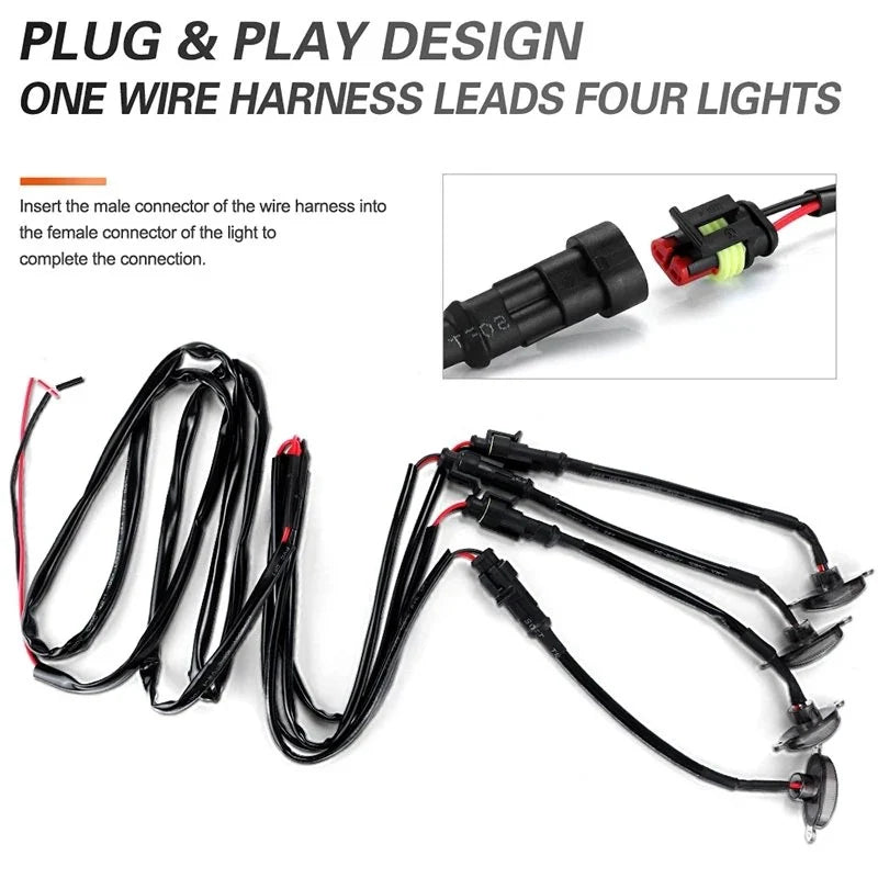 4 PCS Universal Amber Grill Lights – LED Front Grill Lighting