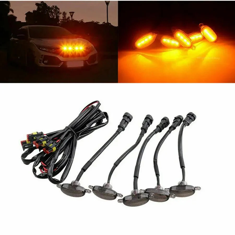 4 PCS Universal Amber Grill Lights – LED Front Grill Lighting