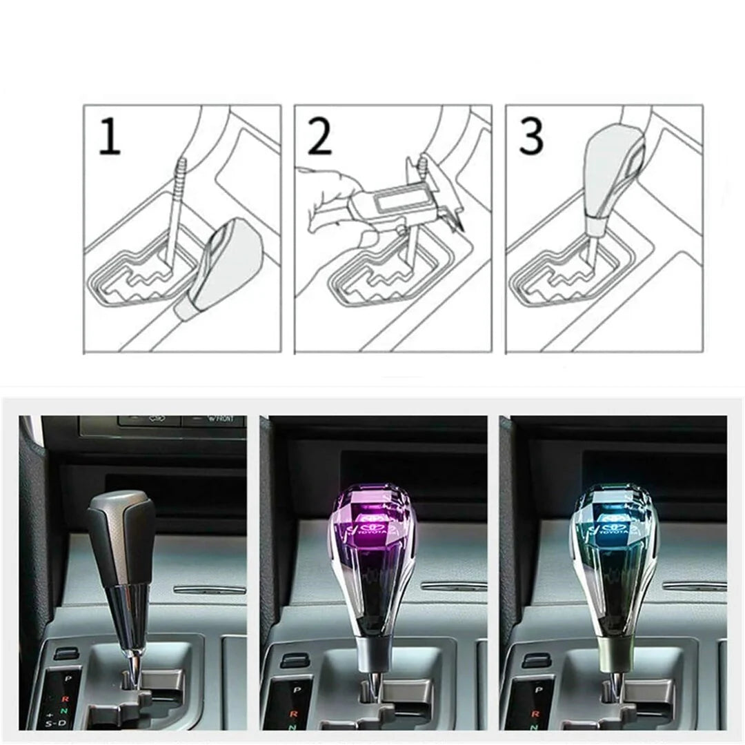 Universal Crystal LED Gear Knob – Touch Activated | Premium Car Shifter | CrazzyCars.pk