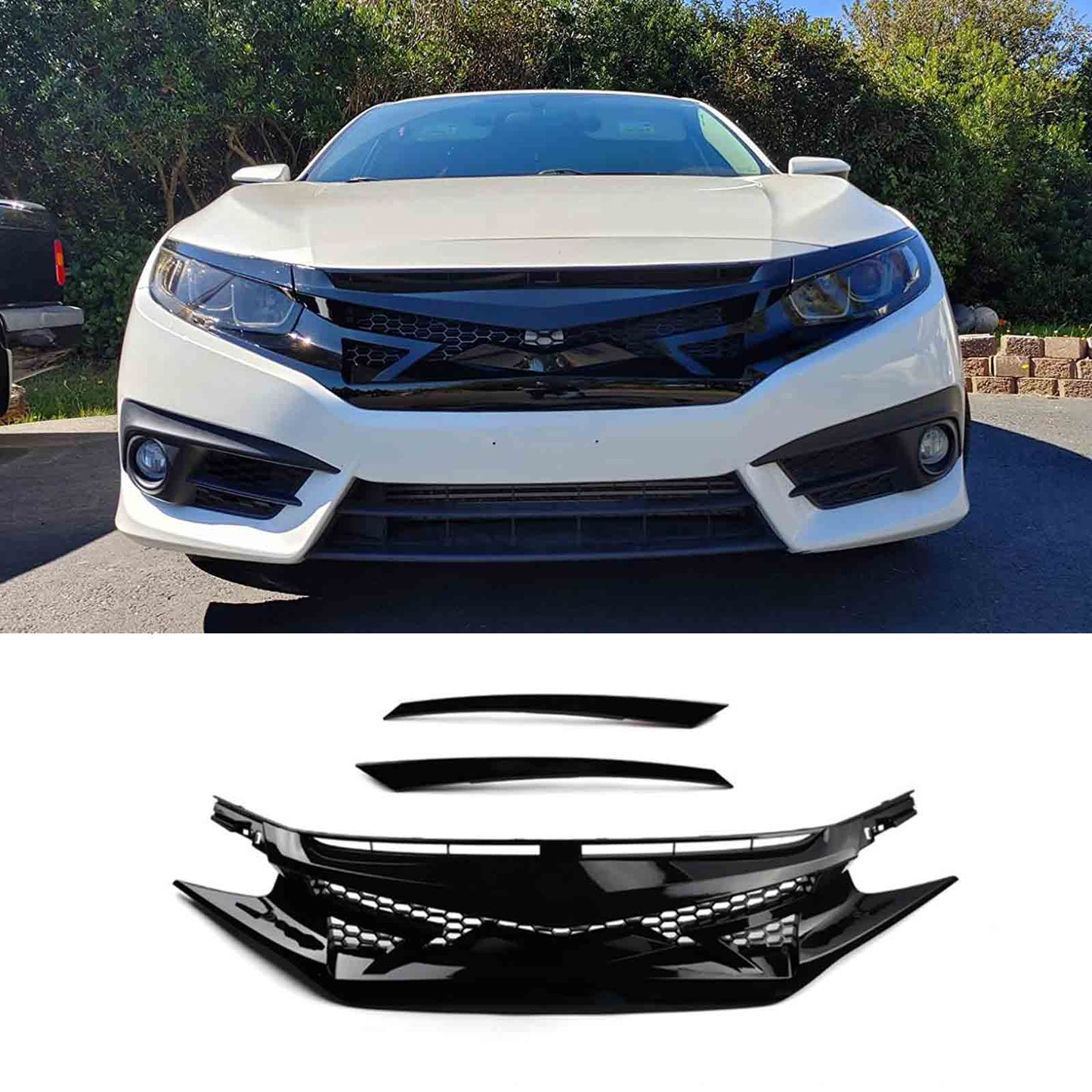 Honda Civic X 2016-2021 Alien Style Front Grille Gloss Black ABS Pakistan – CrazzyCars.pk