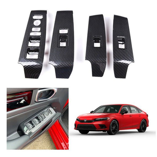 Carbon Fiber Window Switch Control Trims for Honda Civic 11th Gen (2022-2026) - 4PCS