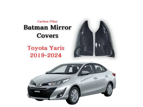 Batman Style Side Mirror Cover Toyota Yaris 2020-2026 Carbon Fiber CrazzyCars.pk