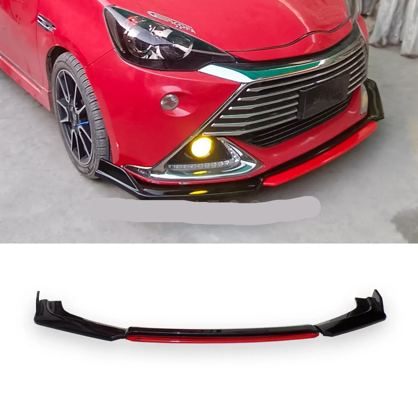 Toyota Aqua 2022-2024 Sportline Front Splitter Canards Red Black | CrazzyCars.pk