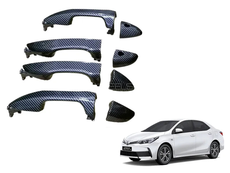 Toyota Corolla 2015 Door Handle Covers – Carbon Fiber / Glossy Black