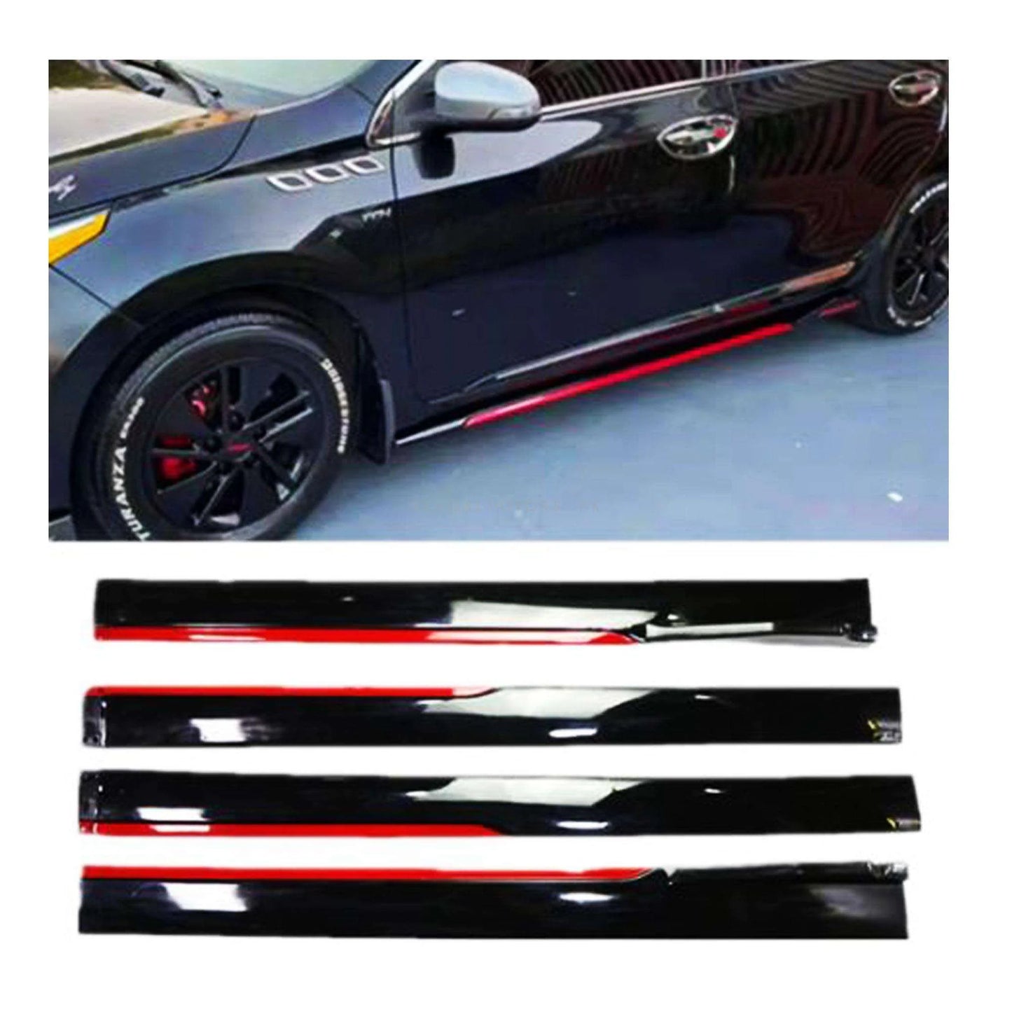 Side skirts red lip – ABS Plastic Side Skirt Kit (4 PCS)