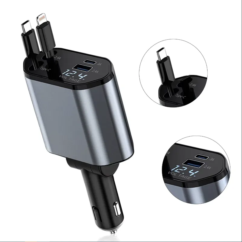45W Fast Car Charger USB-C Built-in Cable Universal Pakistan – CrazzyCars.pk