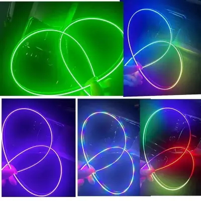 Colorful LED neon strips for car interior lighting, flexible RGB glow for dash and panels