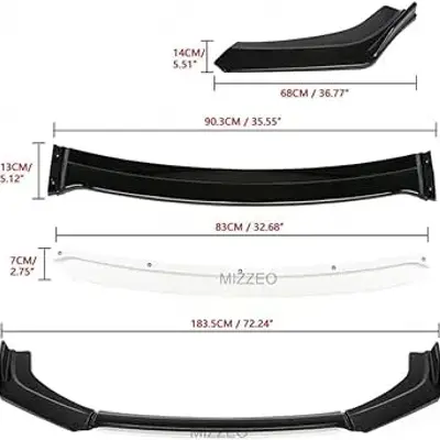 Black and red car front splitter for Honda, Toyota, Suzuki, Hyundai body kits
