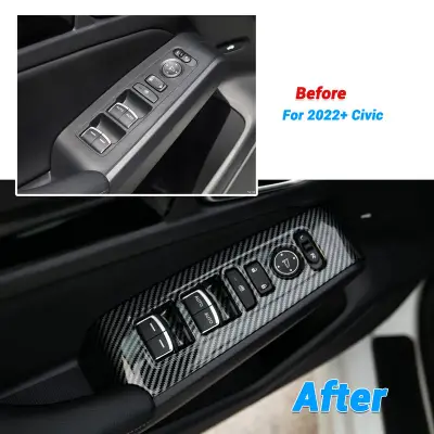 Carbon Fiber Window Switch Control Trims for Honda Civic 11th Gen (2022-2026) - 4PCS