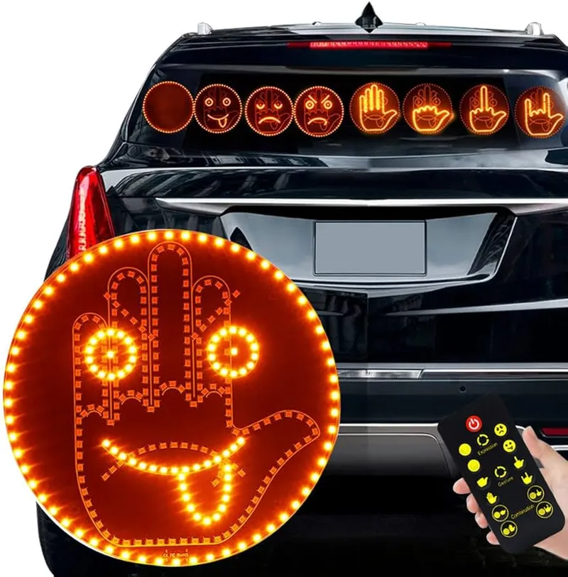 Funny Window Hand Gesture LED Light Car Rear Window Viral Pakistan – CrazzyCars.pk