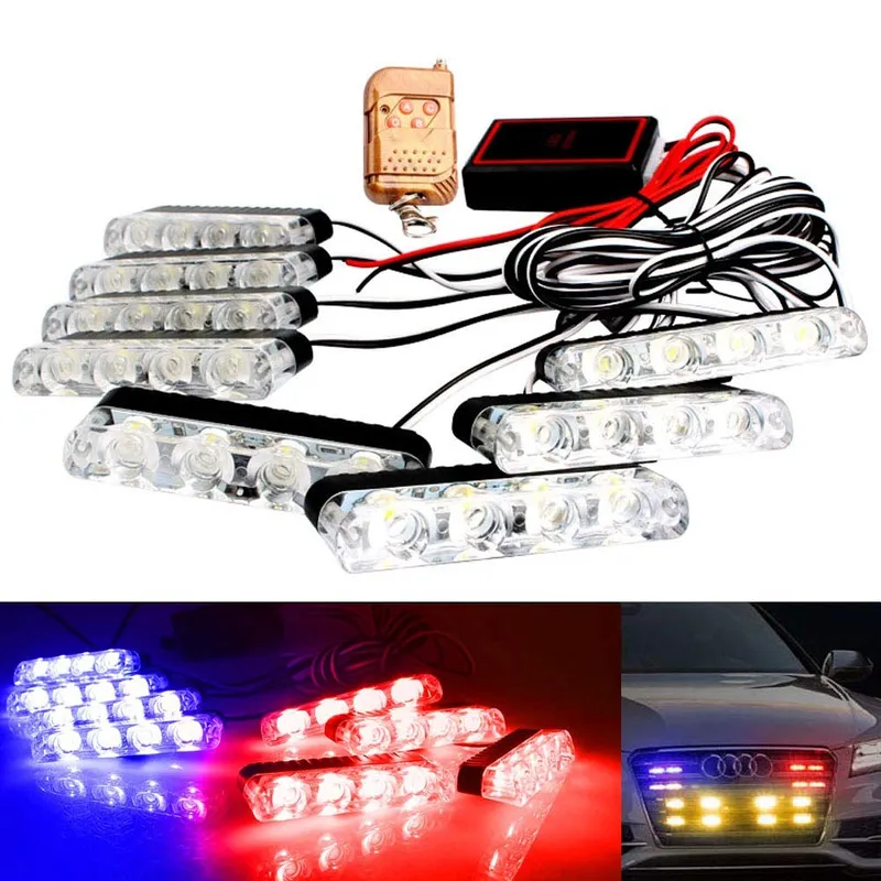 Grill LED Police Light Red Blue Emergency Strobe for Car Grille Pakistan – CrazzyCars.pk