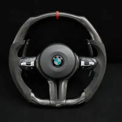 Hand Sewing Top Alcantara Suede With Glossy Carbon Fiber Steering Wheel Cover