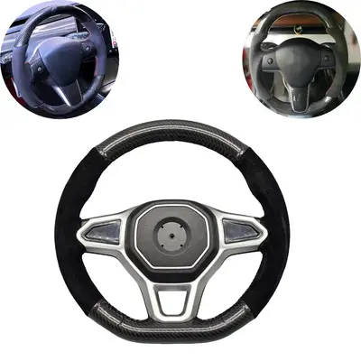 Hand Sewing Top Alcantara / Suede With Glossy Carbon Fiber Steering Wheel Cover – Buy Online Pakistan | CrazzyCars.pk