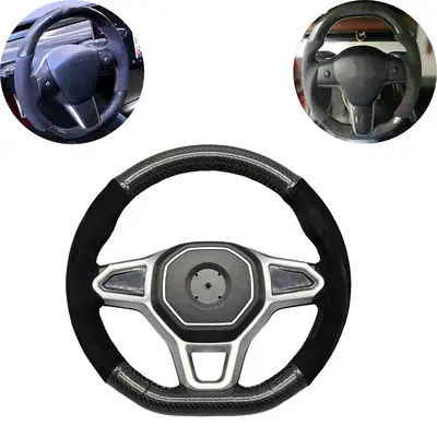 Hand Sewing Top Alcantara / Suede With Glossy Carbon Fiber Steering Wheel Cover – Buy Online Pakistan | CrazzyCars.pk