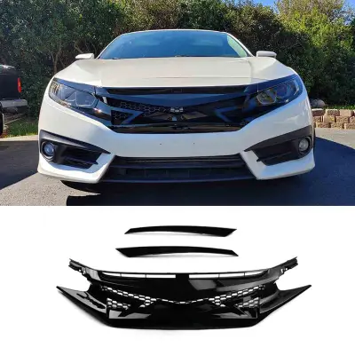 Honda Civic X 2016-2021 Alien Style Front Grille Gloss Black — Honda Civic X (2016–2021) accessories