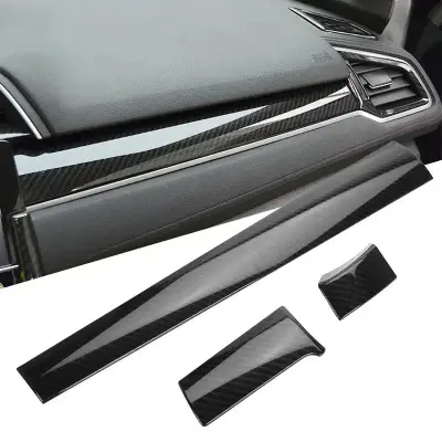 Honda Civic X 2016-2021 Carbon Fiber Front Dashboard Trims 3PCS — Honda Civic X (2016–2021) accessories