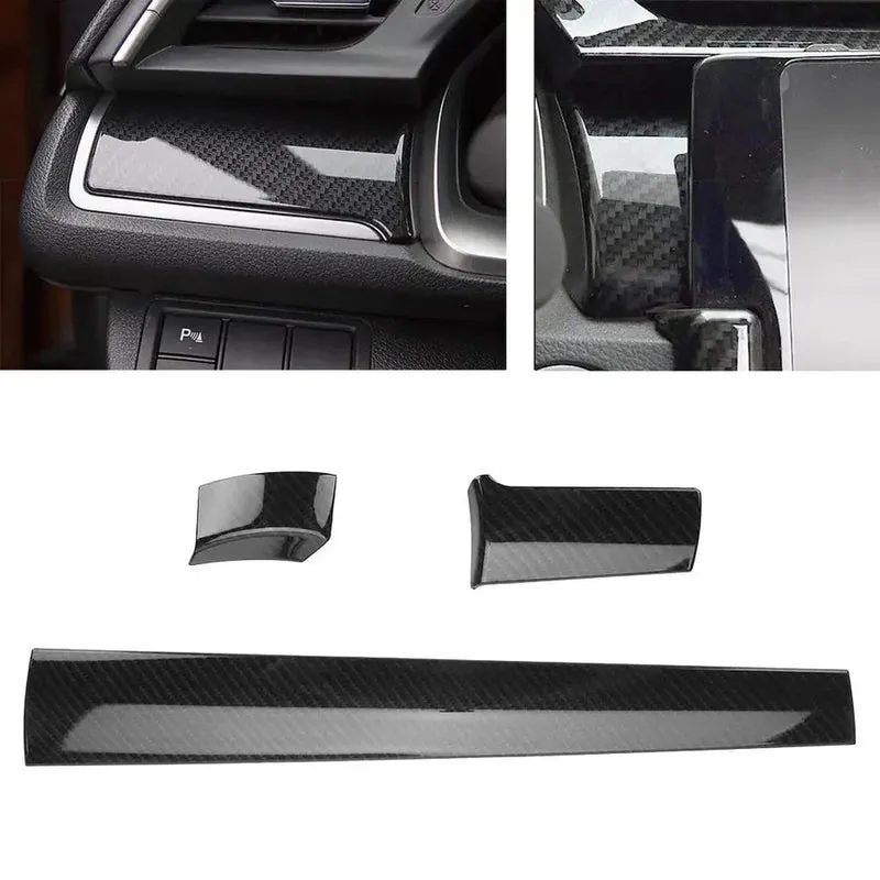 Honda Civic X 2016-2021 Carbon Fiber Front Dashboard Trims 3PCS
