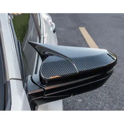 Carbon fiber car side mirror covers for Honda, Toyota, Suzuki, Hyundai — sleek, glossy finish