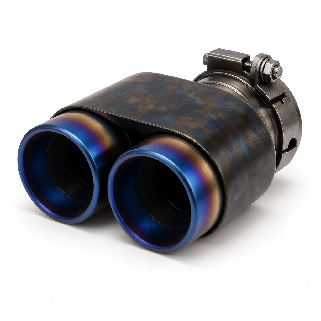 Jasma-Style Dual Burnt Stainless Exhaust Muffler Tip Universal