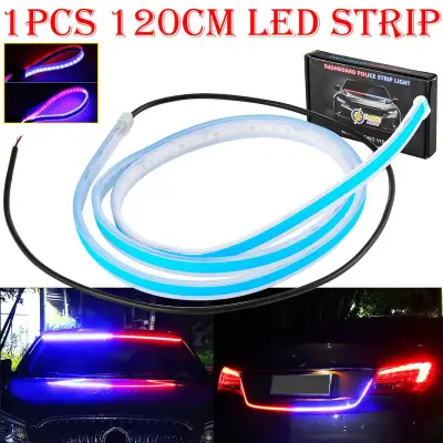 120cm LED strip light for car dashboard, bumper, or trunk with blue and red flashing modes
