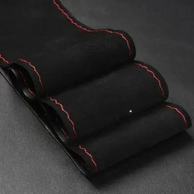 Universal Hand Sewing Top Alcantara Steering Wheel Cover 1 Pc (Black)