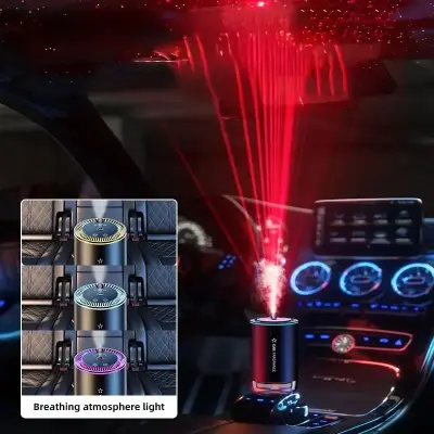 Universal USB Car Humidifier with Atmosphere Light & Laser Roof Projection