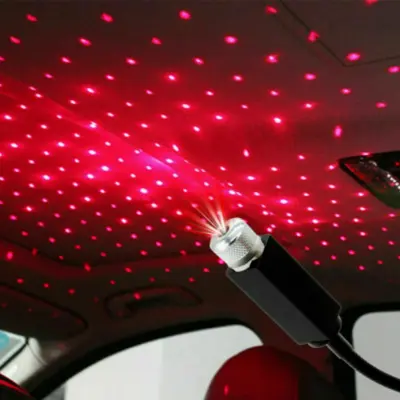 USB Car Roof Star Night Light Galaxy Projector (Red)