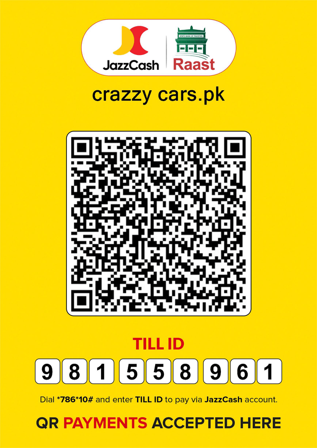 JazzCash and Raast payment QR code for CrazzyCars.pk